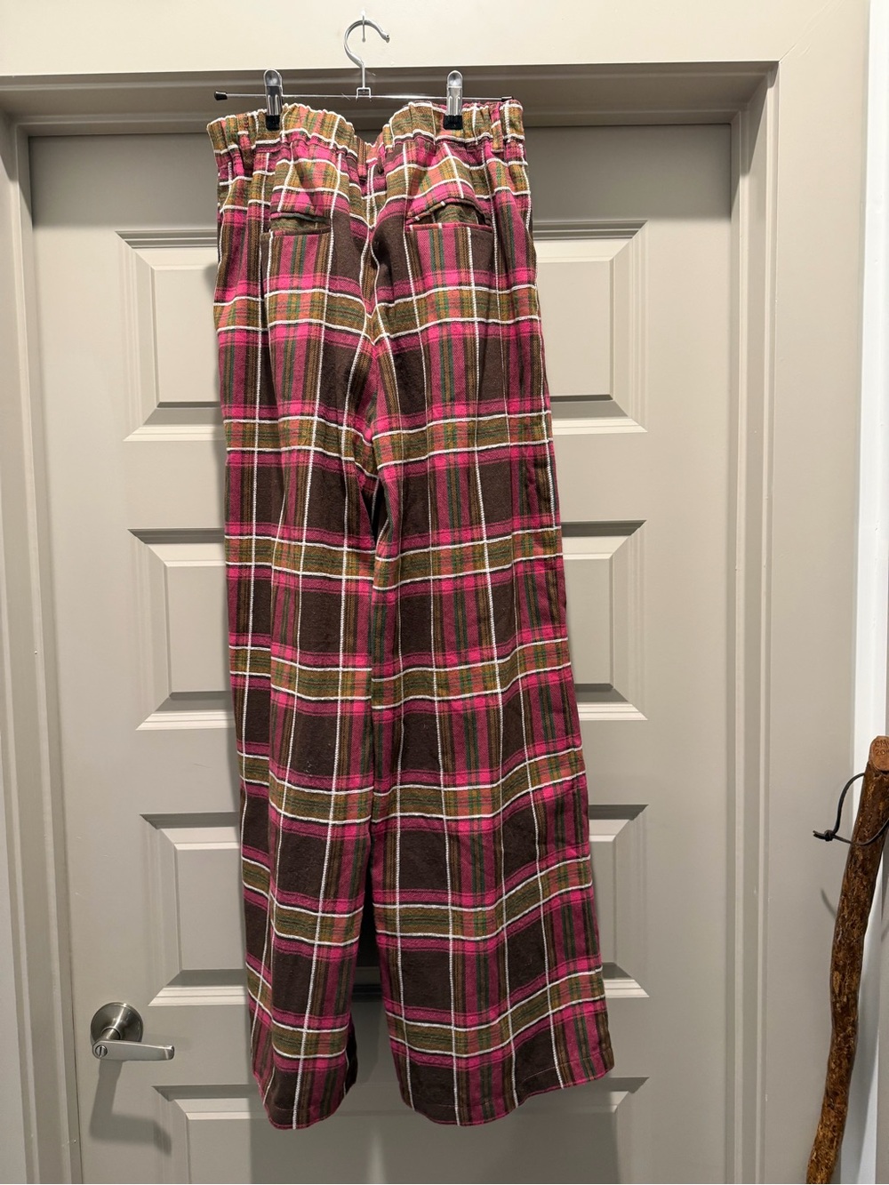 Dressed in LALA Lovers Lane Plaid Wide Leg Trousers in Pink - Picture 3 of 5